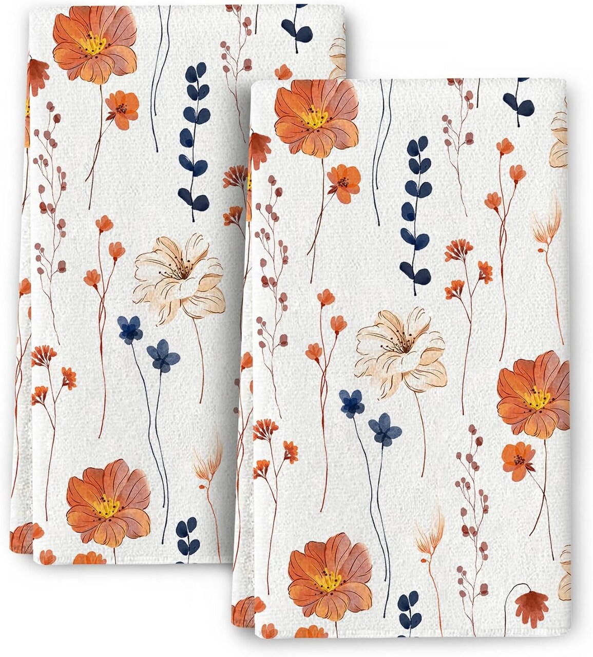 Floral Kitchen Towels Set of 2 Watercolor Flower Dish Towels 16x24 Absorbent